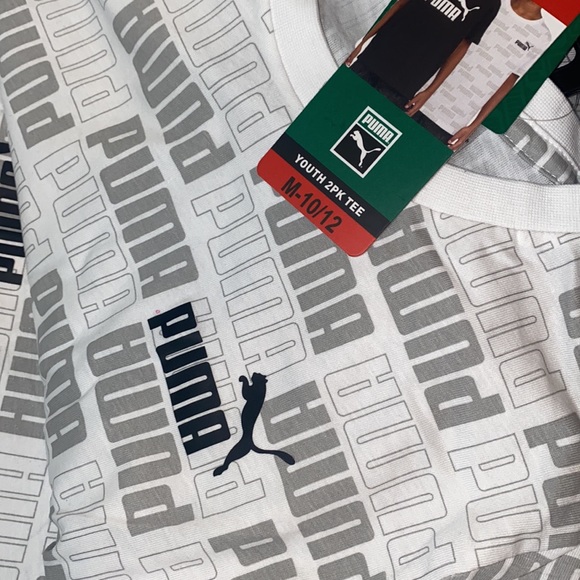 Puma 🆕 Boys Youth Tees 2PK Athletic Tshirt Set Black White Gray Bundle Pack - Picture 8 of 11